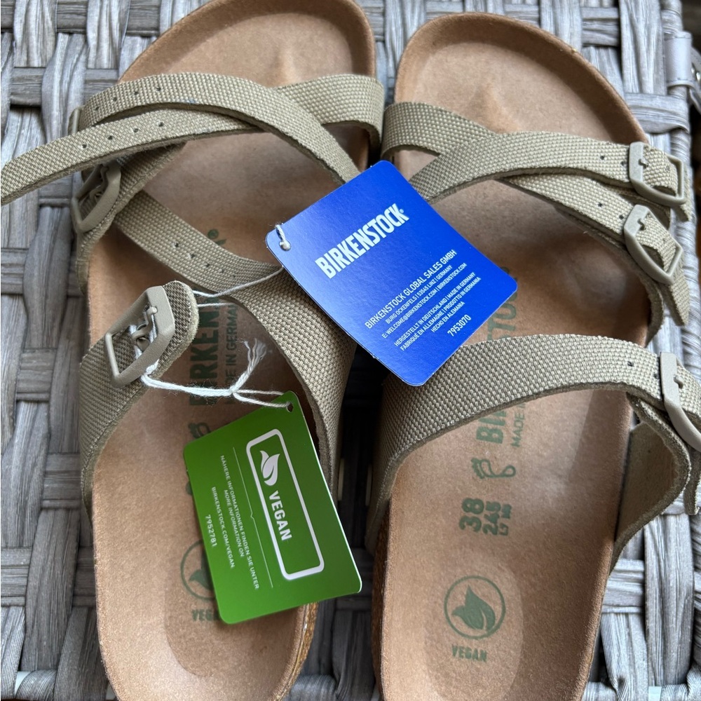 Birkenstock Franca Rivet Logo Sandals in Faded Khaki